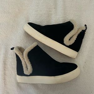 Bloomingdale’s Lexie and Abbie Suede Sherpa sneaker booties